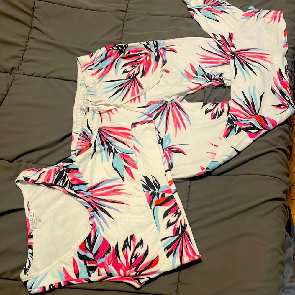 PJ Salvage tropical party pj set with crop top. With pockets! SUPER SOFT!!